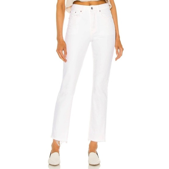 New GRLFRND Karolina High Rise Straight Crop Jeans Frayed hem Women's Size 28